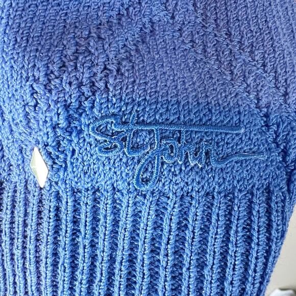 St John Sport Essentials‎ Womens S Rhinestone Turtleneck Knit Marie Gray Blue - Picture 6 of 7